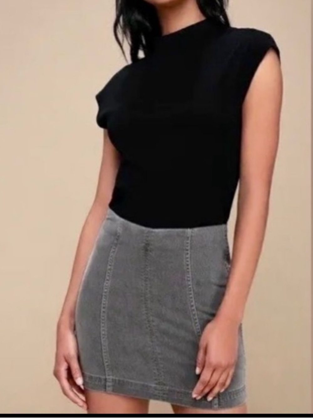 Free People Modern Femme Western Washed Grey Denim Mini Skirt 4 - Picture 2 of 7